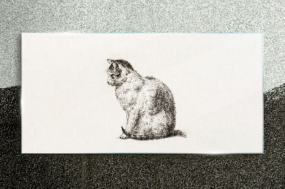 Sitting cat in monochrome style Glass Print
