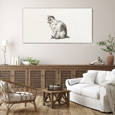 Sitting cat in monochrome style Glass Print