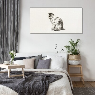 Sitting cat in monochrome style Glass Print