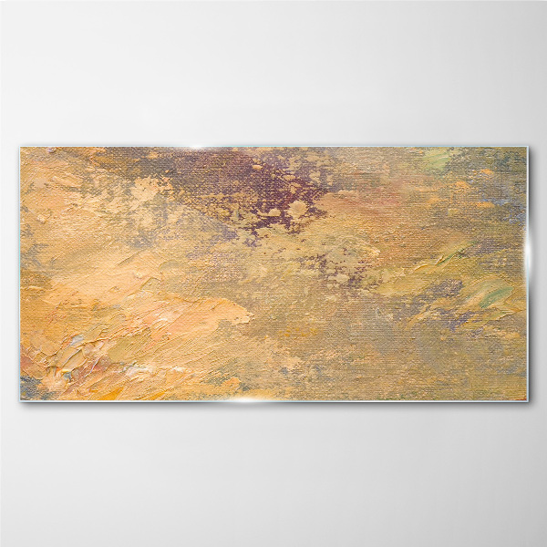 Golden reflections in an abstract landscape Glass Print
