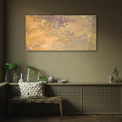 Golden reflections in an abstract landscape Glass Print