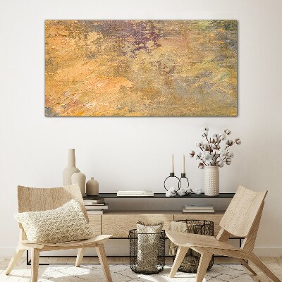 Golden reflections in an abstract landscape Glass Print