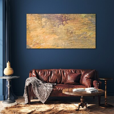 Golden reflections in an abstract landscape Glass Print