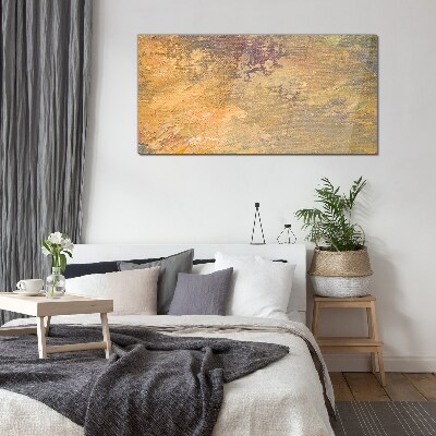 Golden reflections in an abstract landscape Glass Print