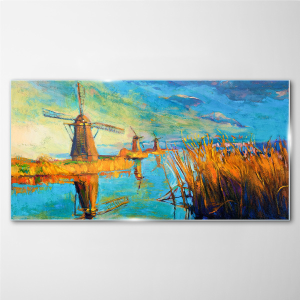 Mills by the water Glass Print