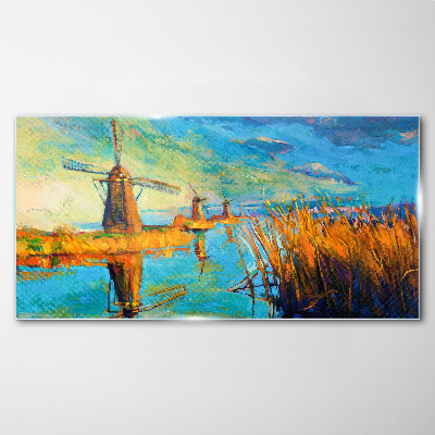 Mills by the water Glass Print