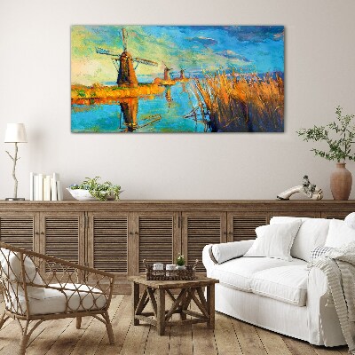 Mills by the water Glass Print