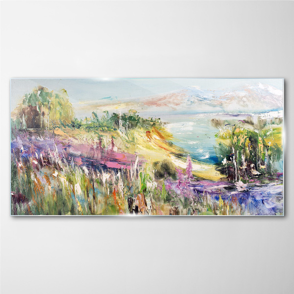 Colorful seaside landscape Glass Wall Art