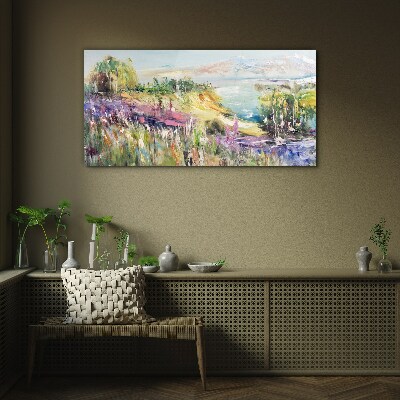 Colorful seaside landscape Glass Wall Art