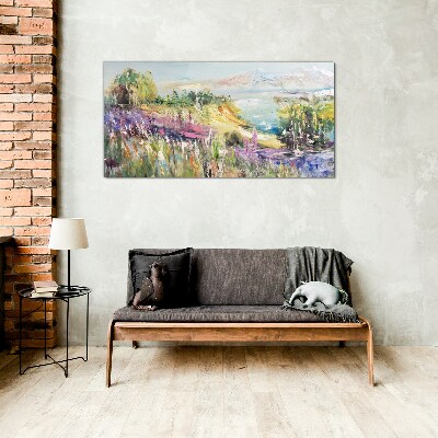 Colorful seaside landscape Glass Wall Art