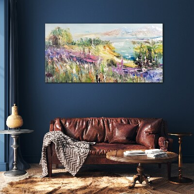 Colorful seaside landscape Glass Wall Art