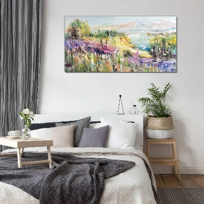 Colorful seaside landscape Glass Wall Art