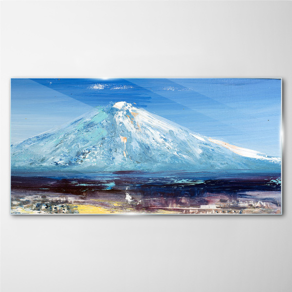 Mountain in blue Glass Wall Art