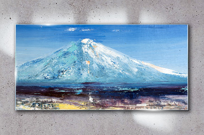 Mountain in blue Glass Wall Art