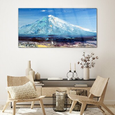 Mountain in blue Glass Wall Art