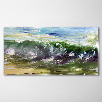 A wave in the colors of nature Glass Wall Art