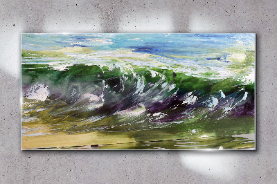 A wave in the colors of nature Glass Wall Art
