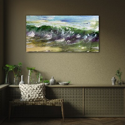 A wave in the colors of nature Glass Wall Art