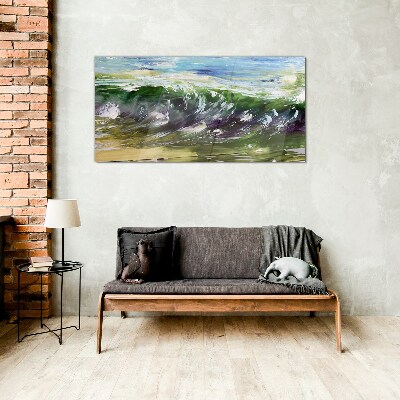 A wave in the colors of nature Glass Wall Art