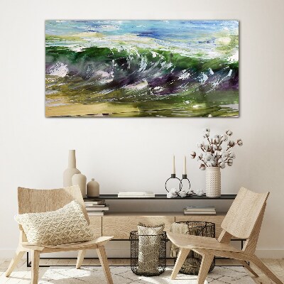 A wave in the colors of nature Glass Wall Art