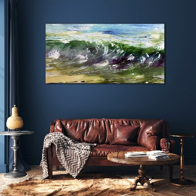 A wave in the colors of nature Glass Wall Art