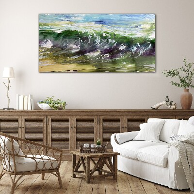A wave in the colors of nature Glass Wall Art