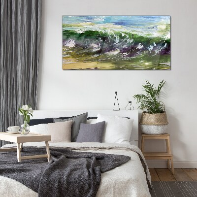 A wave in the colors of nature Glass Wall Art