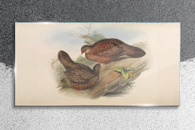 Two birds on a branch Glass Wall Art