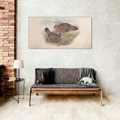 Two birds on a branch Glass Wall Art