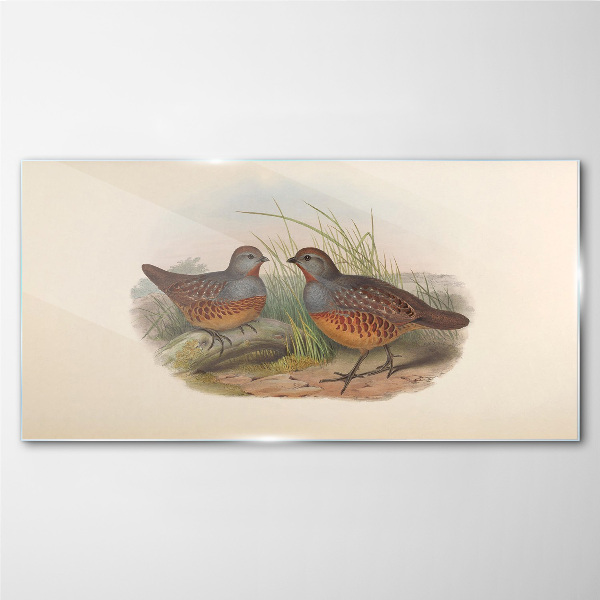 Winged meeting in the grass Glass Wall Art