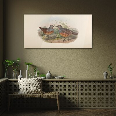 Winged meeting in the grass Glass Wall Art