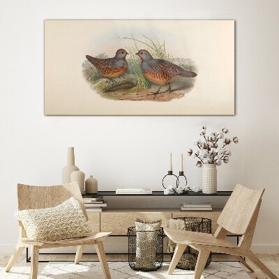 Winged meeting in the grass Glass Wall Art