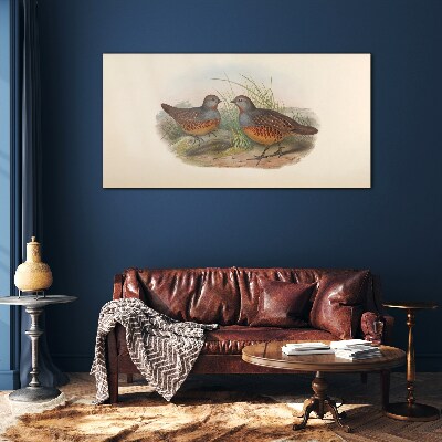 Winged meeting in the grass Glass Wall Art