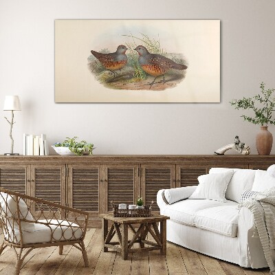 Winged meeting in the grass Glass Wall Art