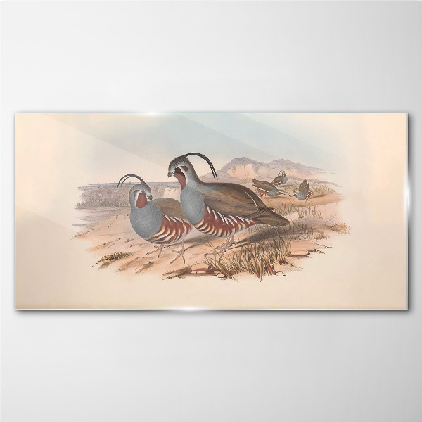 Birds in the landscape Glass Wall Art