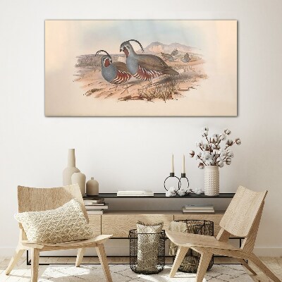 Birds in the landscape Glass Wall Art