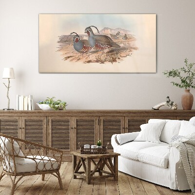Birds in the landscape Glass Wall Art