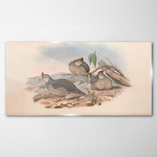 Peaceful bird life on the beach Glass Wall Art