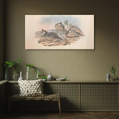Peaceful bird life on the beach Glass Wall Art