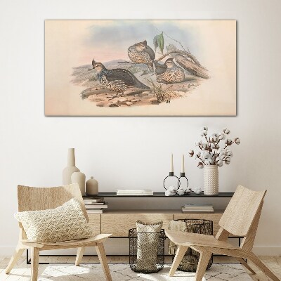 Peaceful bird life on the beach Glass Wall Art