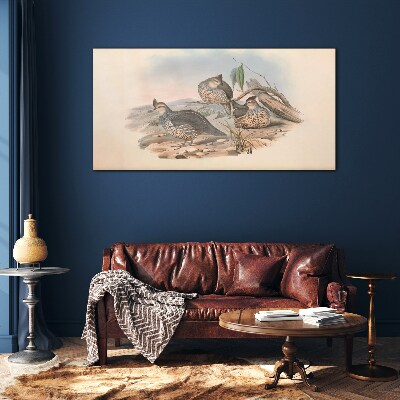 Peaceful bird life on the beach Glass Wall Art
