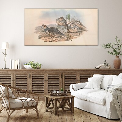 Peaceful bird life on the beach Glass Wall Art