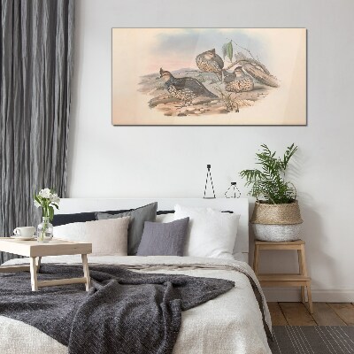 Peaceful bird life on the beach Glass Wall Art