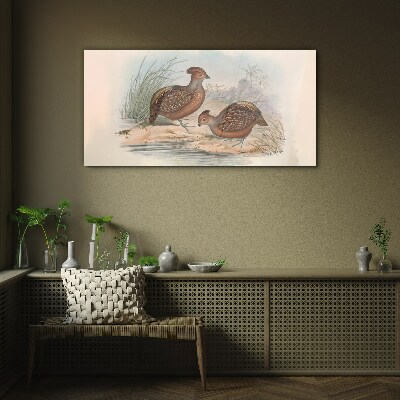 A peaceful landscape with birds Glass Wall Art