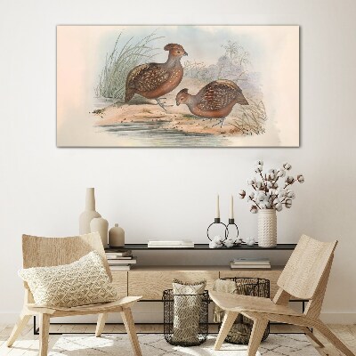 A peaceful landscape with birds Glass Wall Art