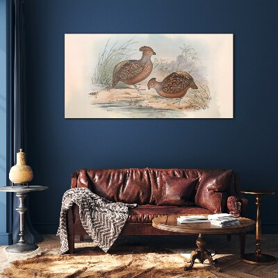 A peaceful landscape with birds Glass Wall Art