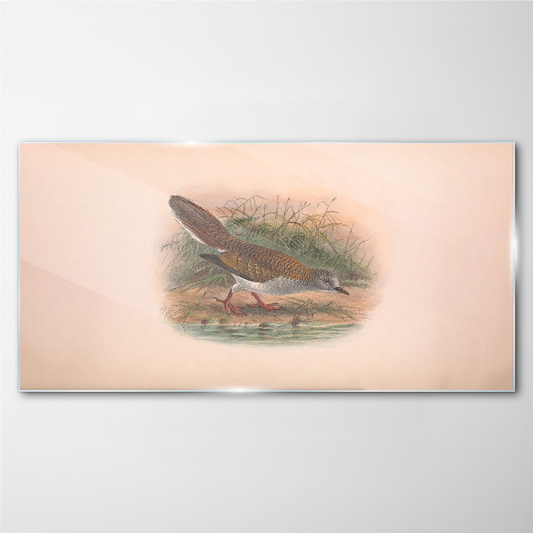 A bird above the water Glass Wall Art