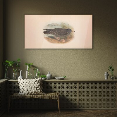 A bird on the water's edge Glass Wall Art