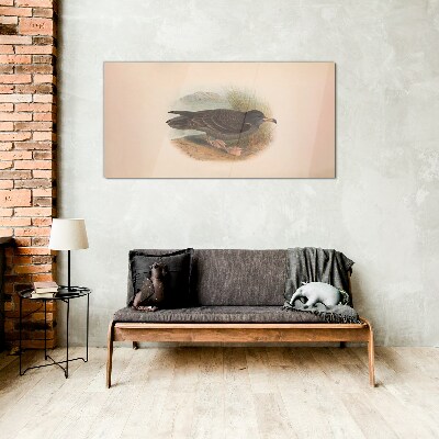 A bird on the water's edge Glass Wall Art