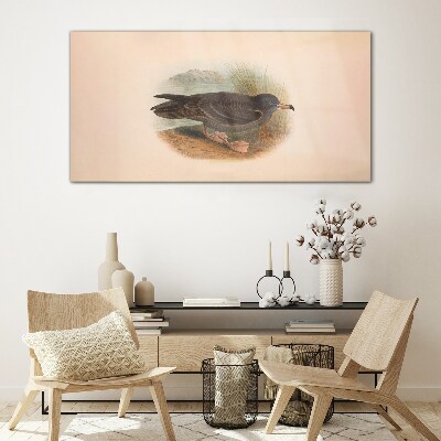 A bird on the water's edge Glass Wall Art